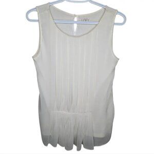 Ann Taylor Loft Ivory Cream Pleated Sleeveless Tank Top Blouse Small